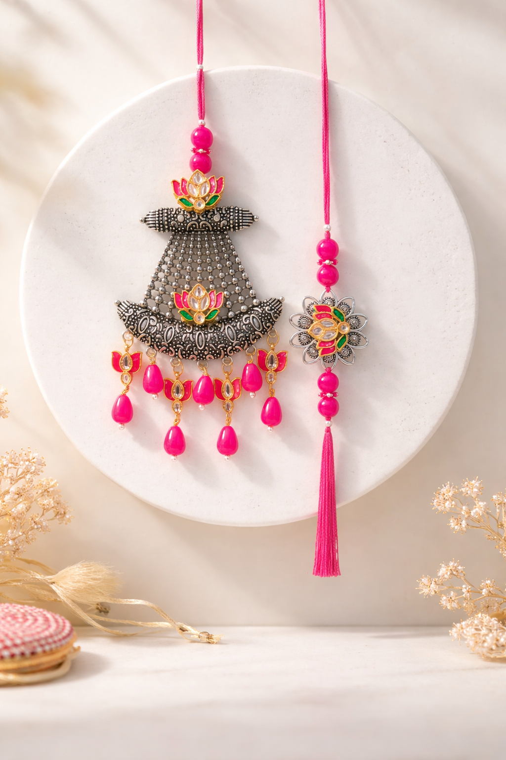 Oxidised Lotus Bhaiya Bhabhi Set