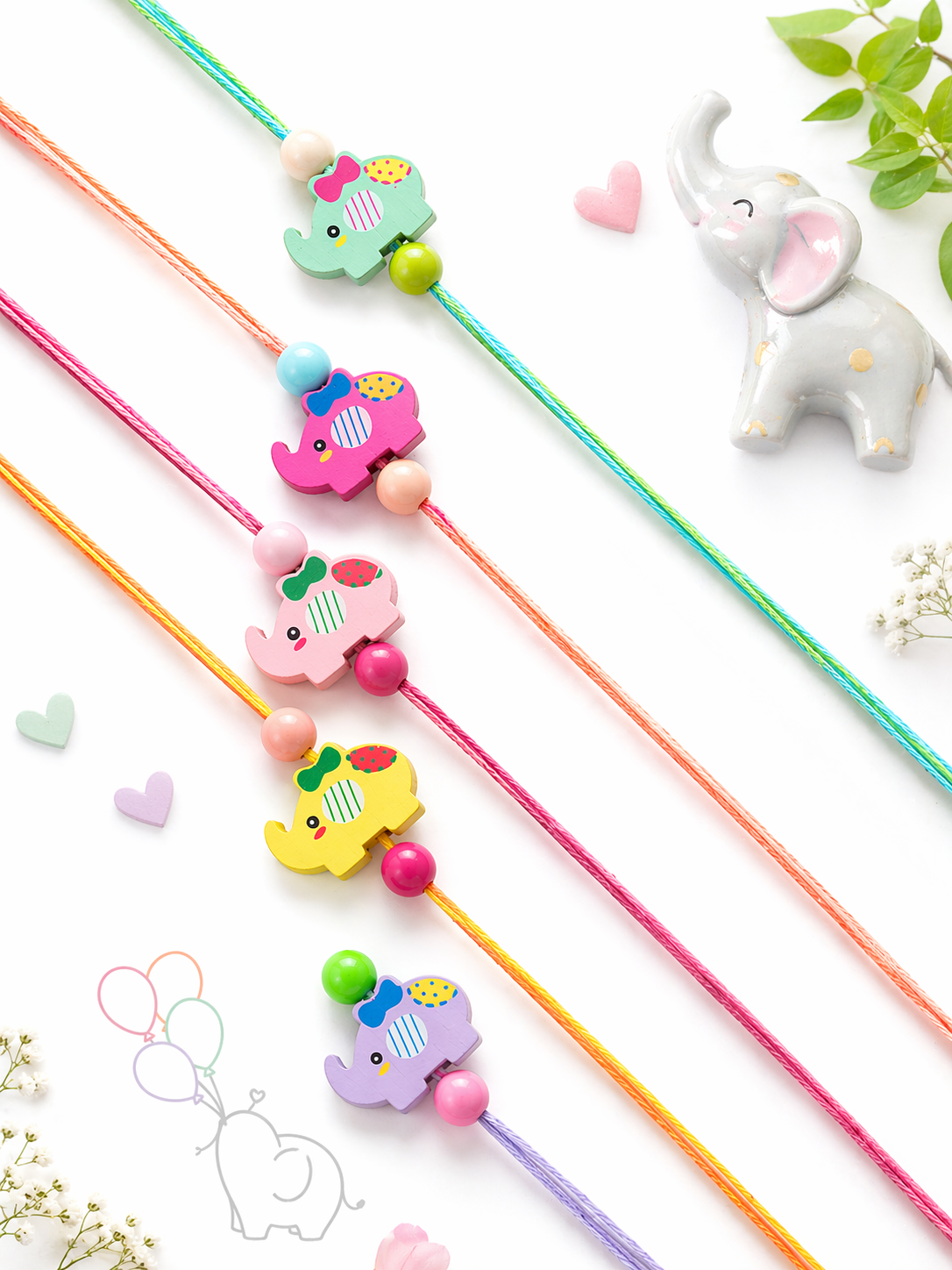 Wooden Elephant Rakhi(Random Colour)