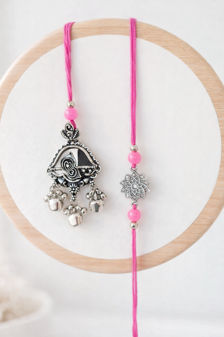 Silver Charm Rakhi Set