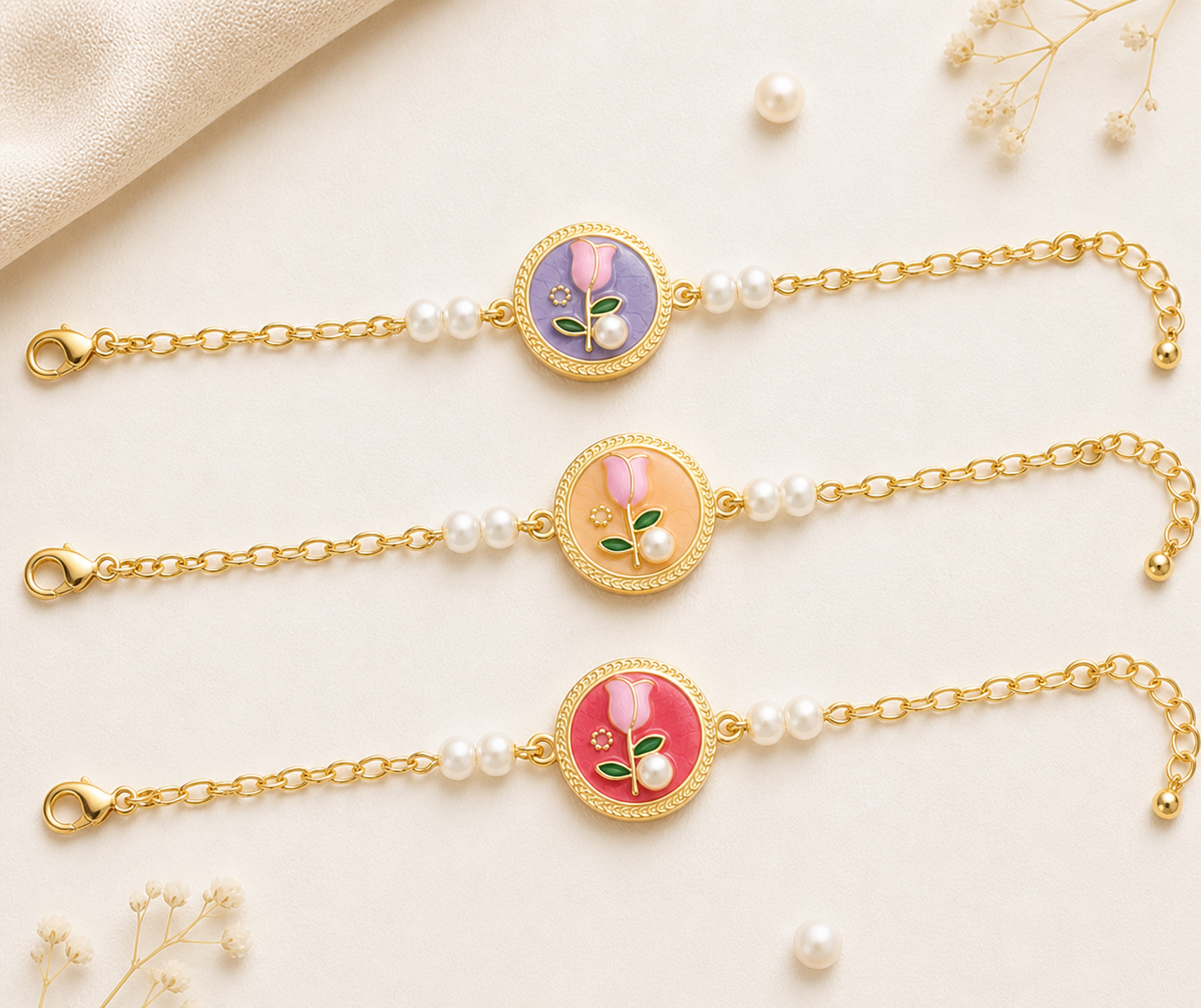 Tulip Charm Bracelet (Random Color)