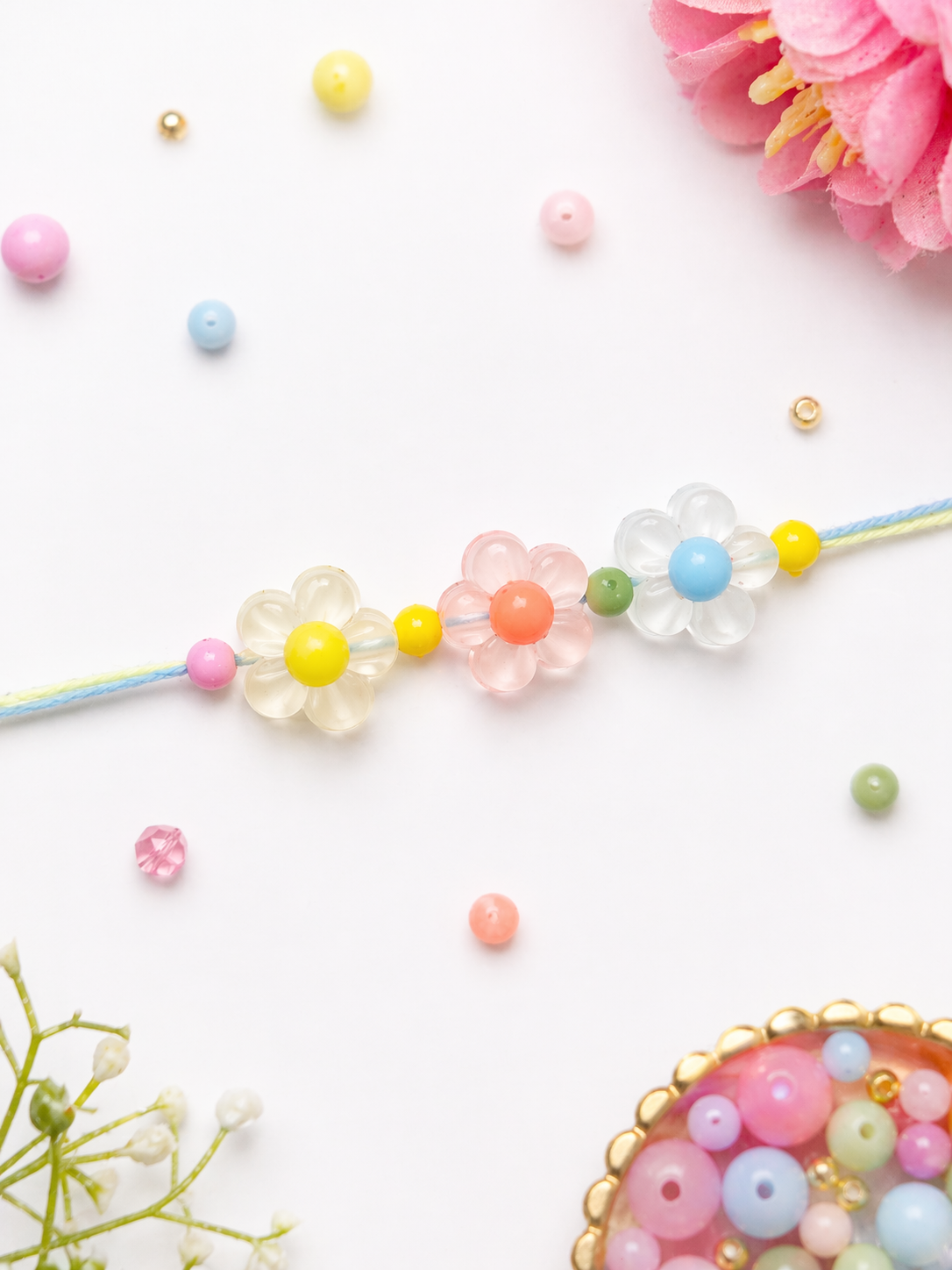 Colourful Flower Bead Rakhi