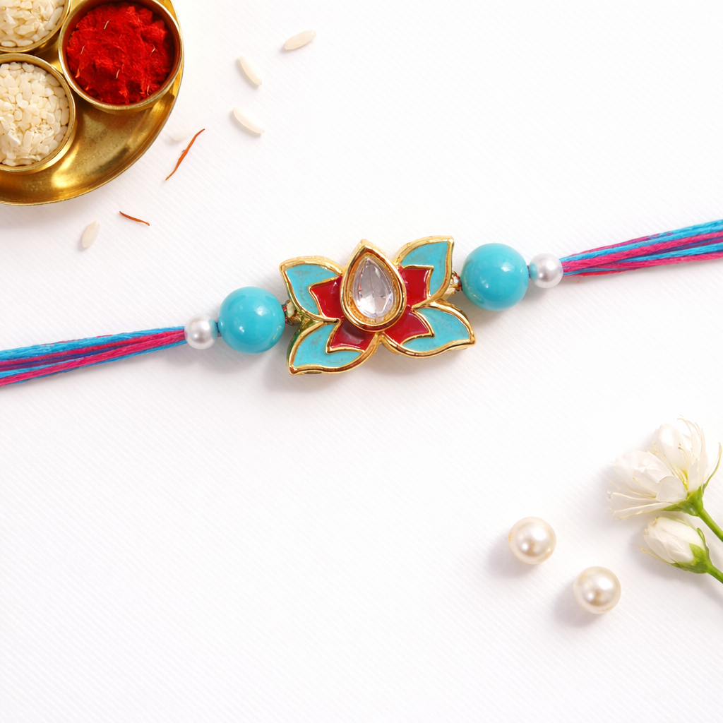 Kundan Lotus Rakhi