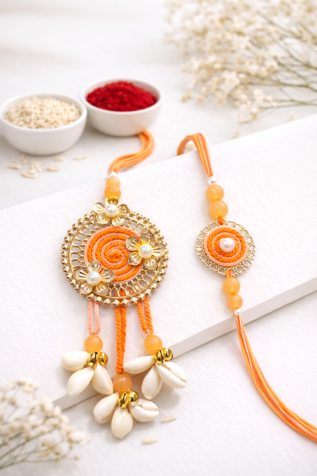 Round Macrame Thread Work Bhaiya Bhabhi Set