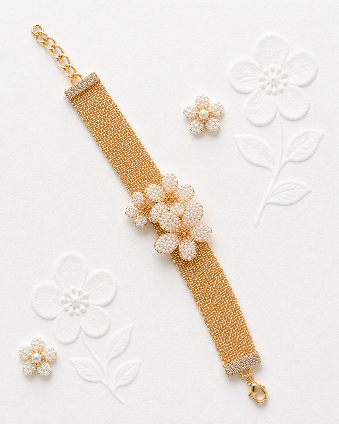 Flower With Gold Chain Bracelet