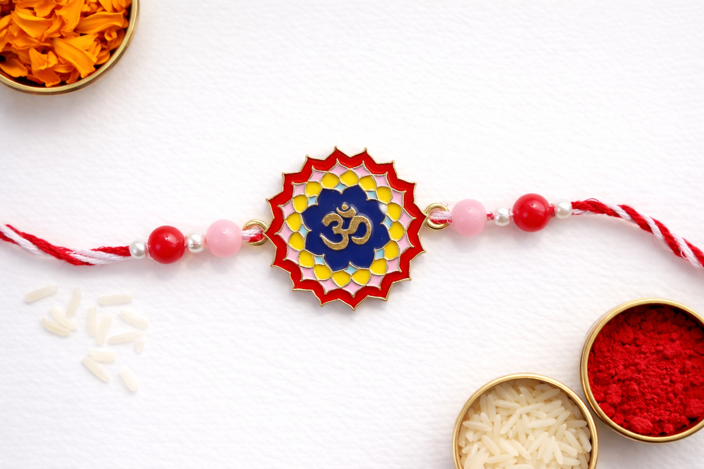 Round Enamel Om Rakhi