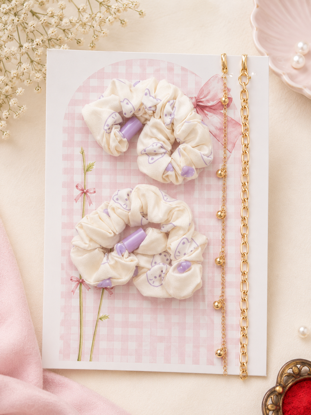 Scrunchie & Bracelet Gift Set (Random Colour)