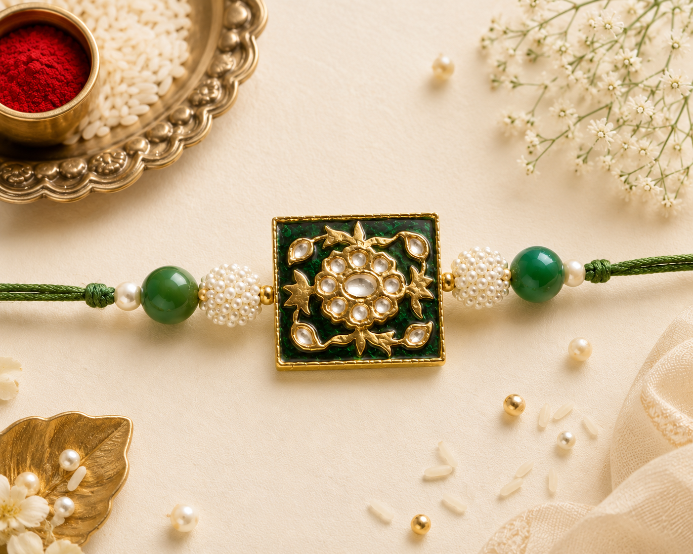 Royal Enamel Meenakari Hand Rakhi