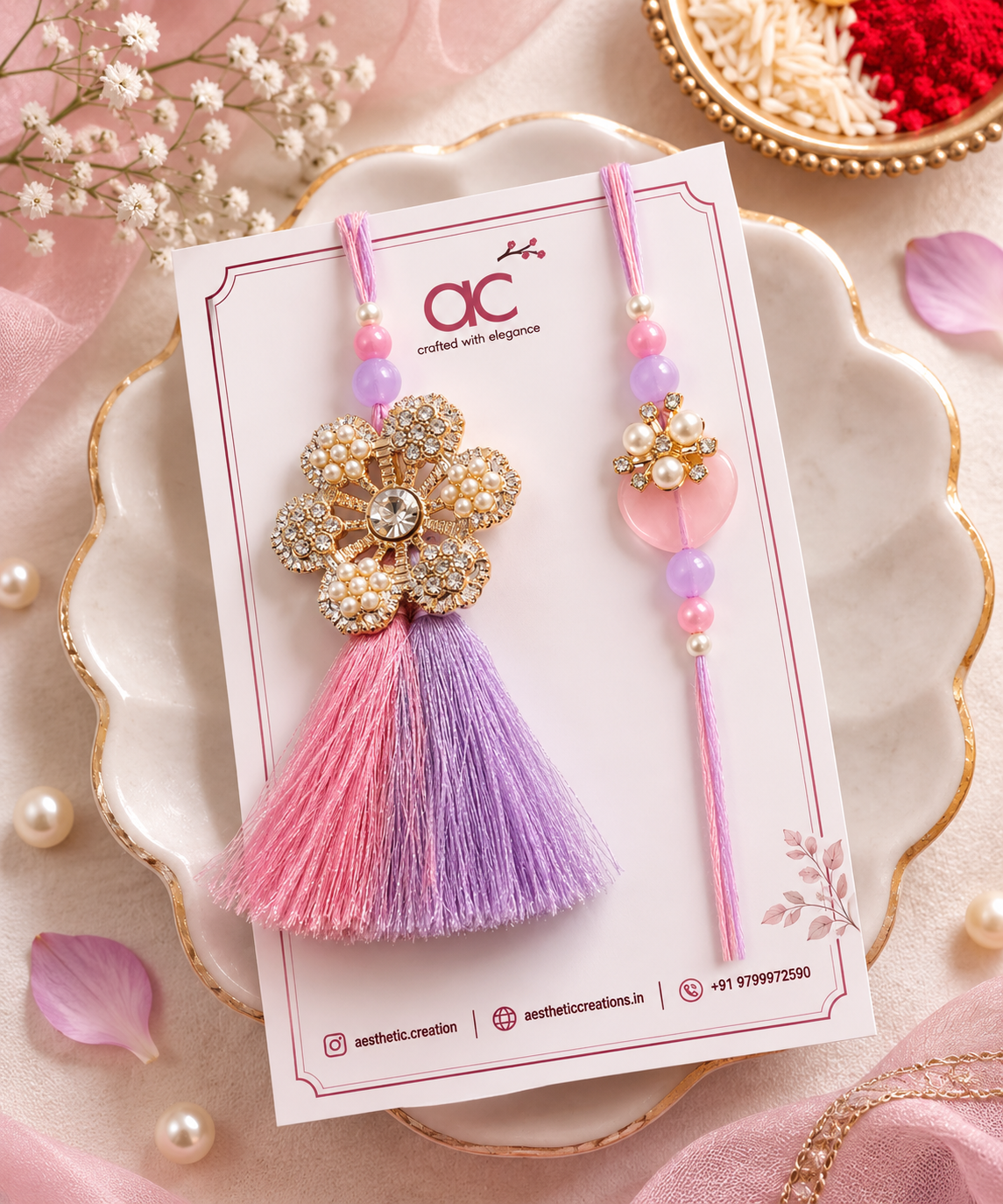 Pastel Petals Bhaiya Bhabhi Rakhi