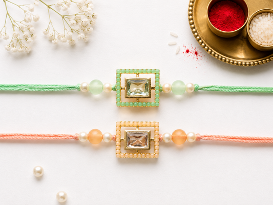 Multicolor Kundan Rakhi (Random Color)