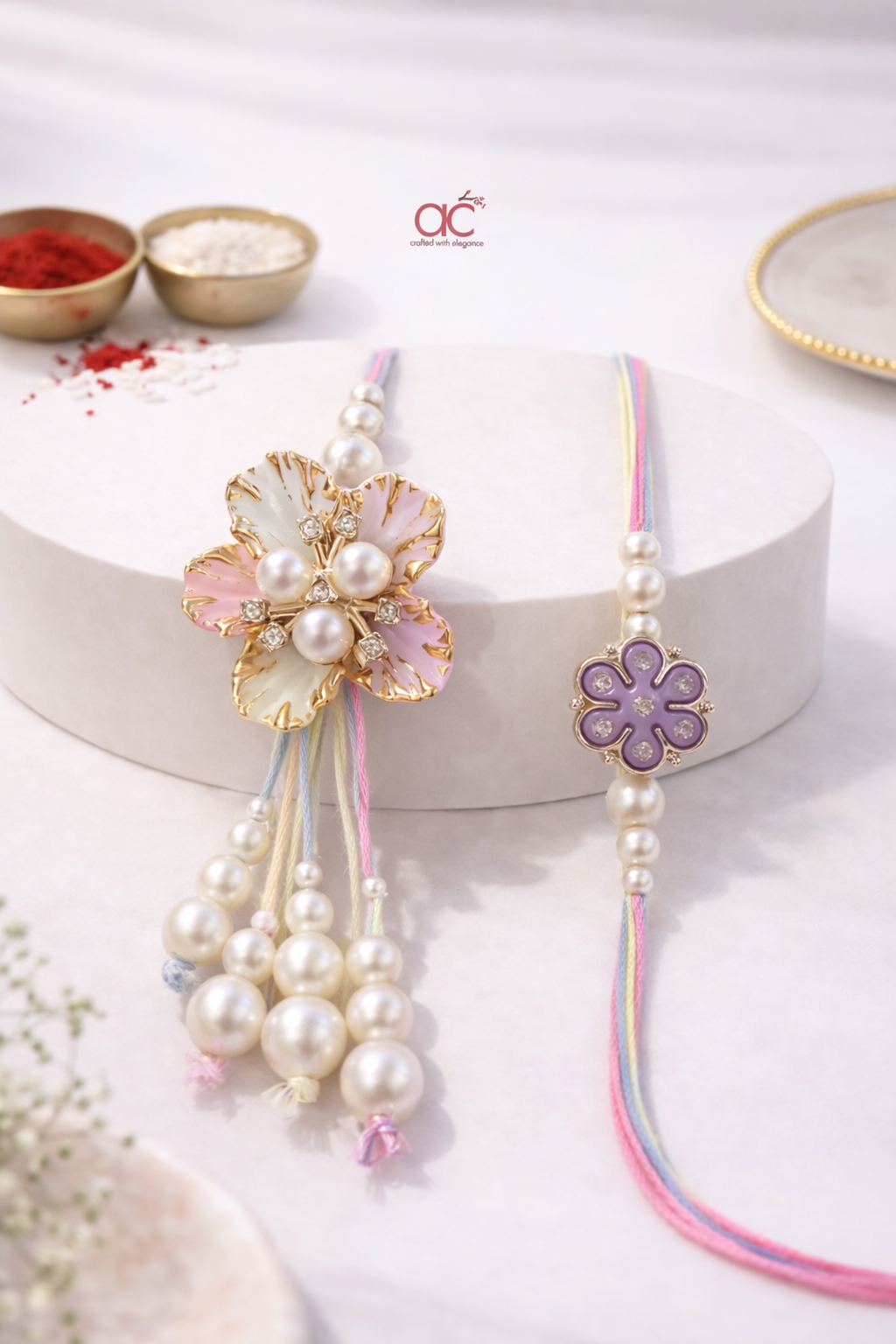 Handmade Thread And Petal Pair Bhaiya Bhabhi Set