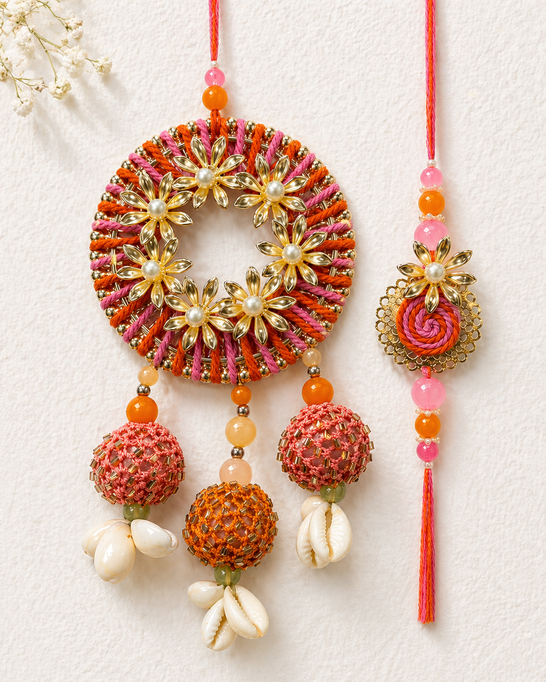 Crochet And  Kodi Tassel Bhaiya Bhabhi Rakhi