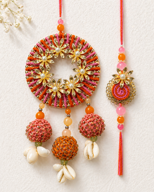 Crochet And  Kodi Tassel Bhaiya Bhabhi Rakhi