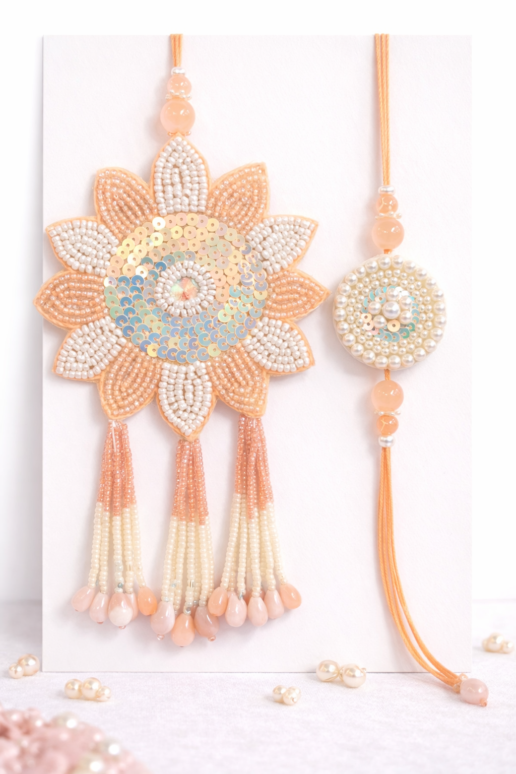 Sequence And Pearl Flower Bhaiya Bhabhi Set