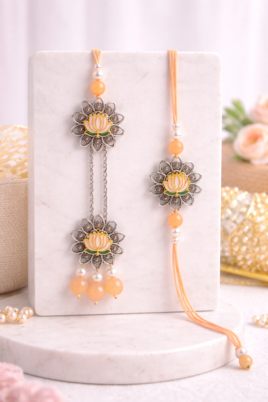 Oxidised Lotus Bhaiya Bhabhi Set