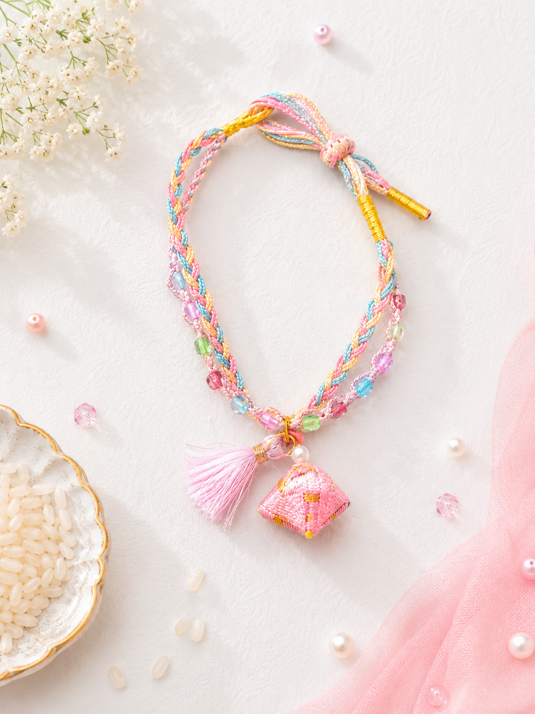 Multicolor Crochet And Bead Bracelet