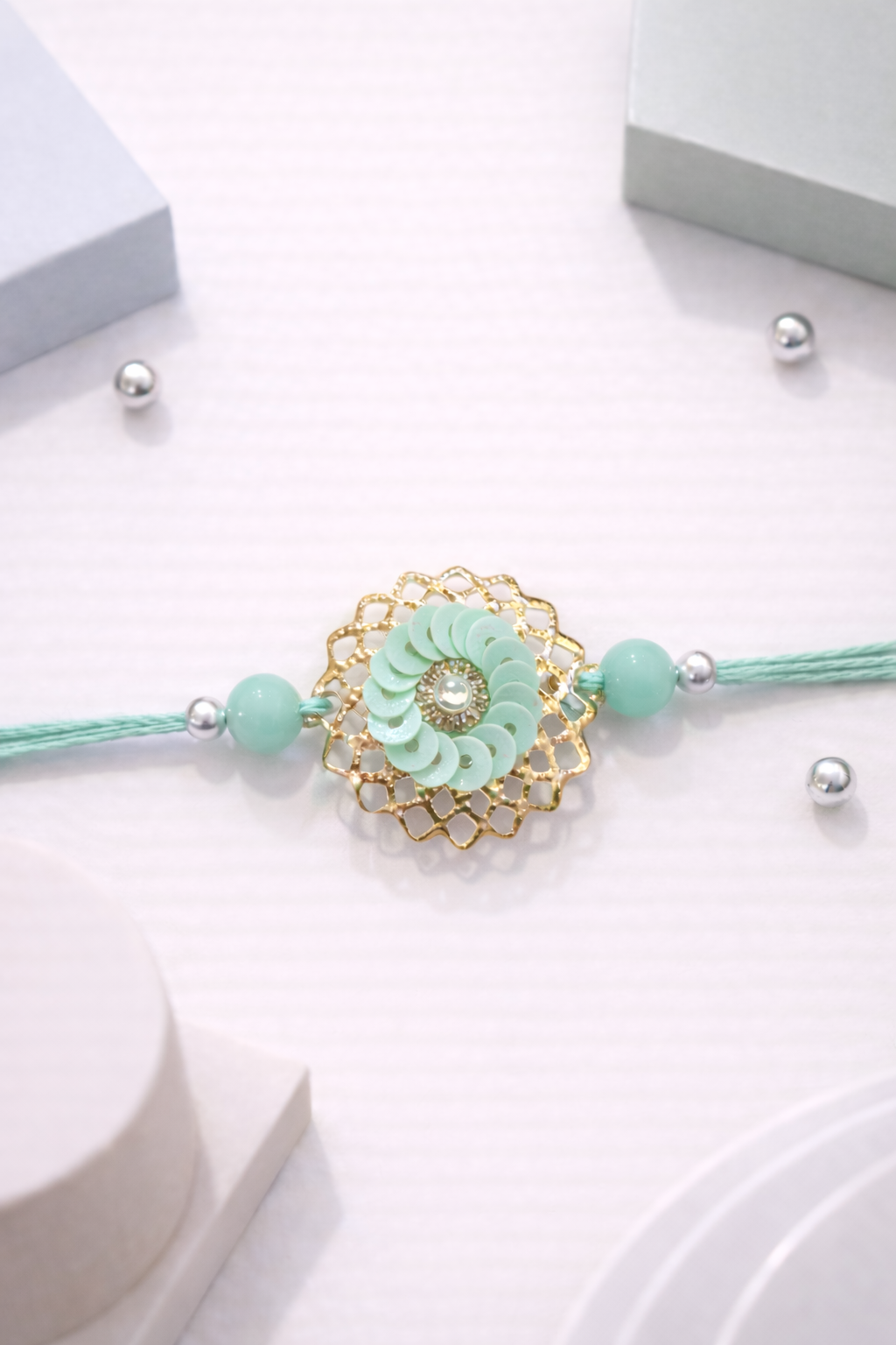 Colorful  Sequence Flower Rakhi