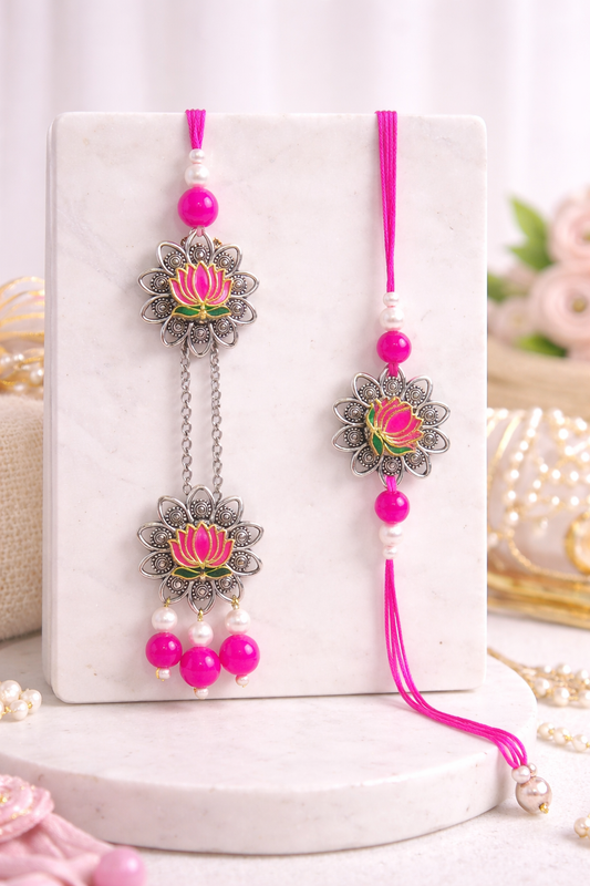 Oxidised Lotus Bhaiya Bhabhi Set