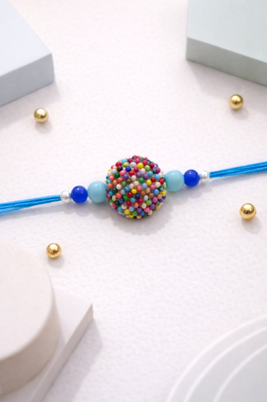 Multicolor Bead Work Rakhi