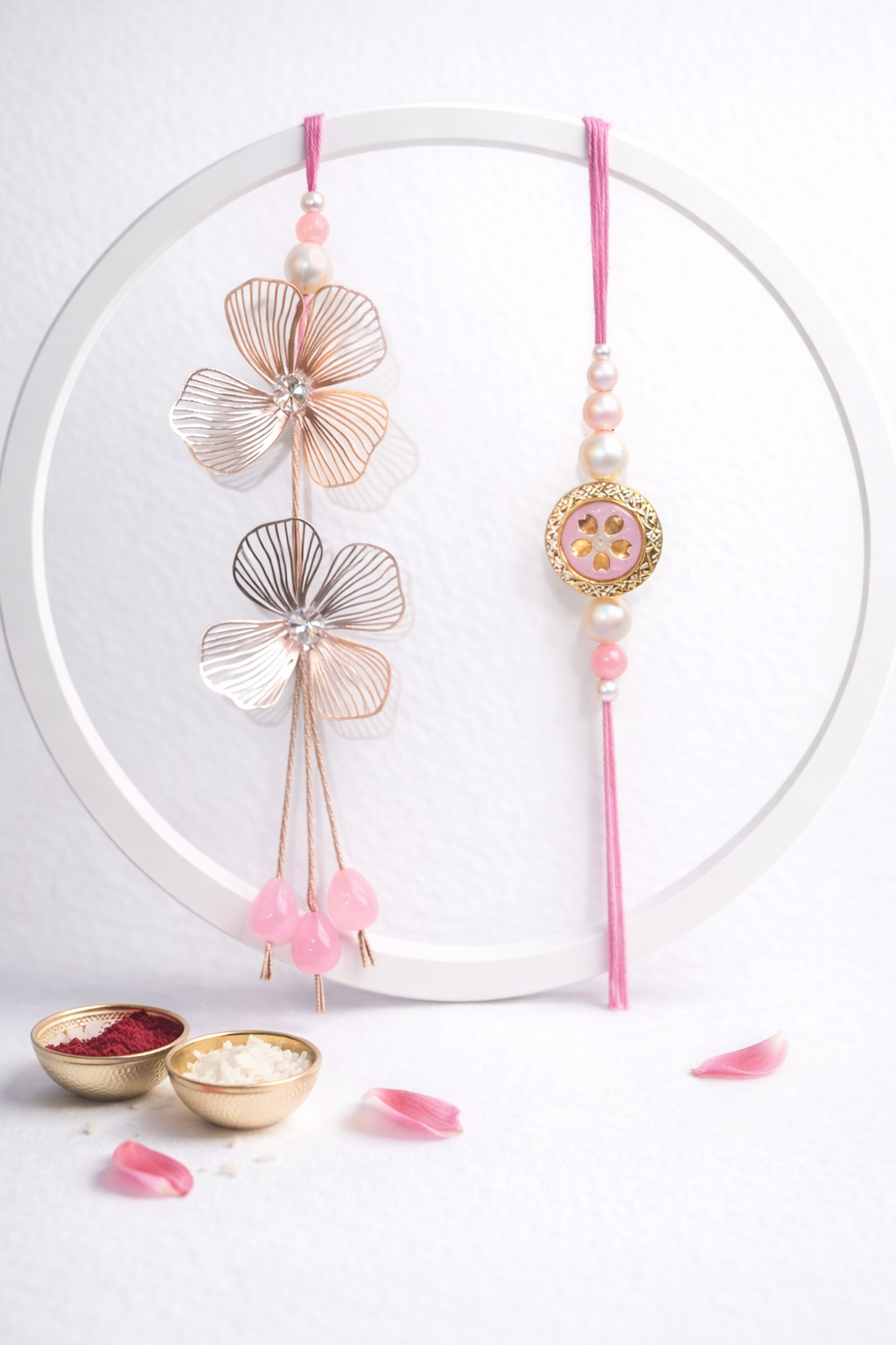 Double Foil Flower Bhaiya Bhabhi Rakhi