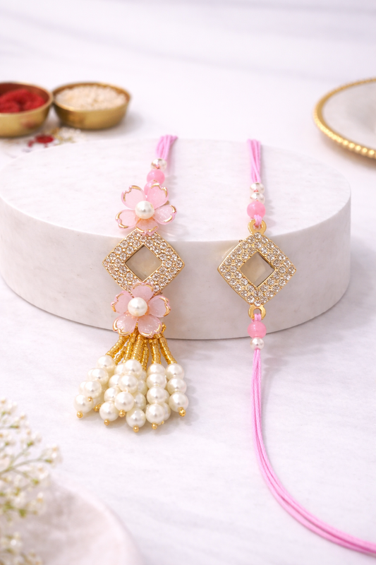 Square aStone And Flower  Bhaiya Bhabhi Set