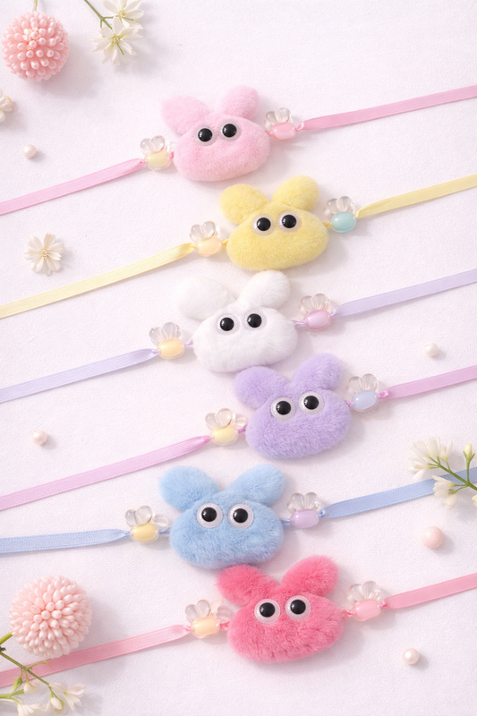 Fuzzy Bunny Rakhi (Random Colour)