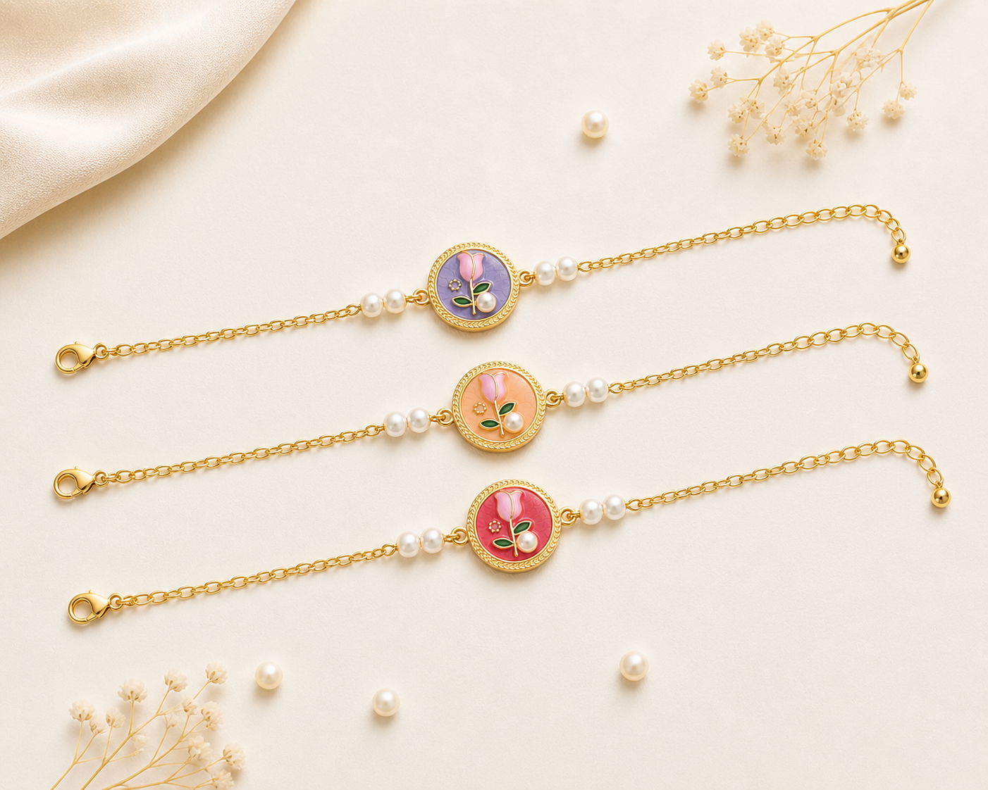 Tulip Charm Bracelet (Random Color)