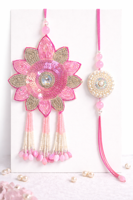 Sequence And Pearl Flower Bhaiya Bhabhi Set
