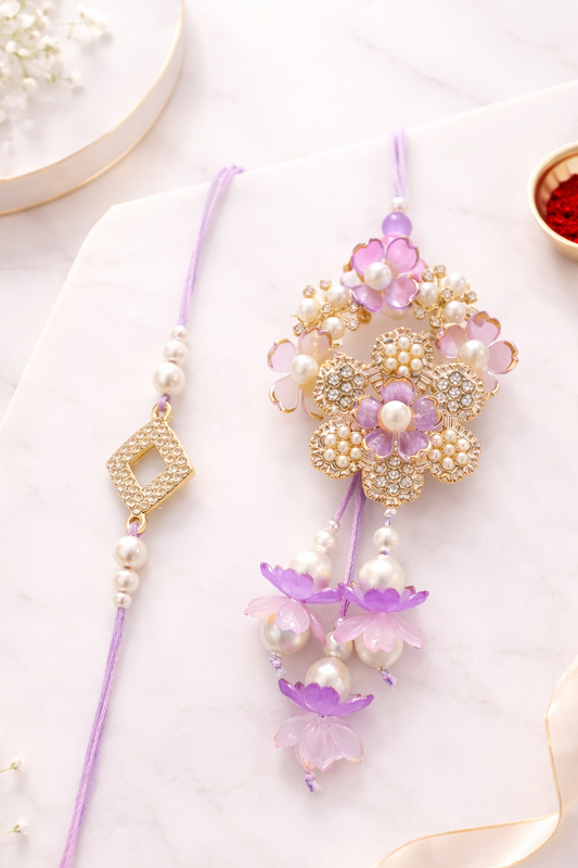 Lavender Flower Bloom Bhaiya Bhabhi Set