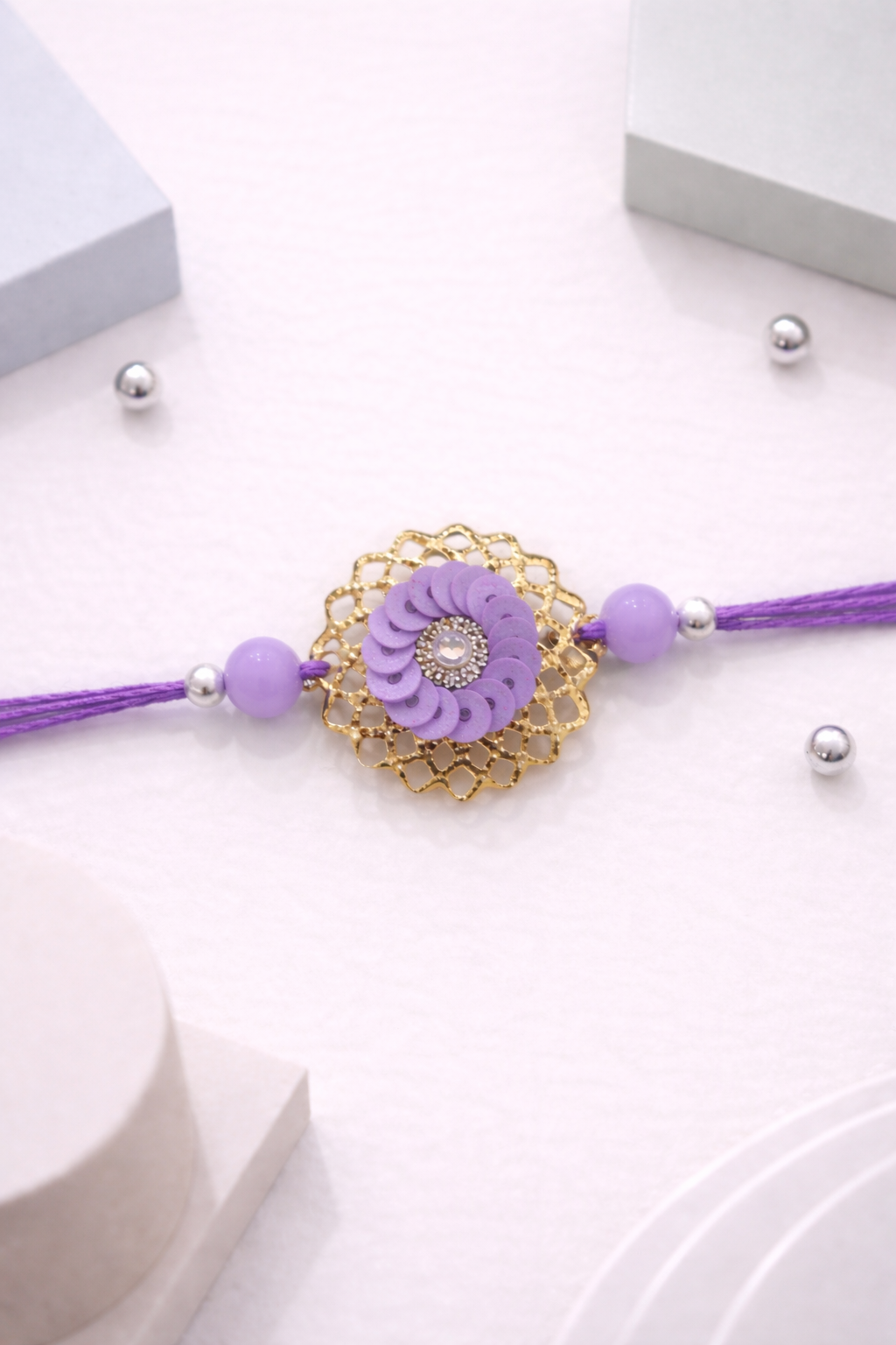 Colorful  Sequence Flower Rakhi