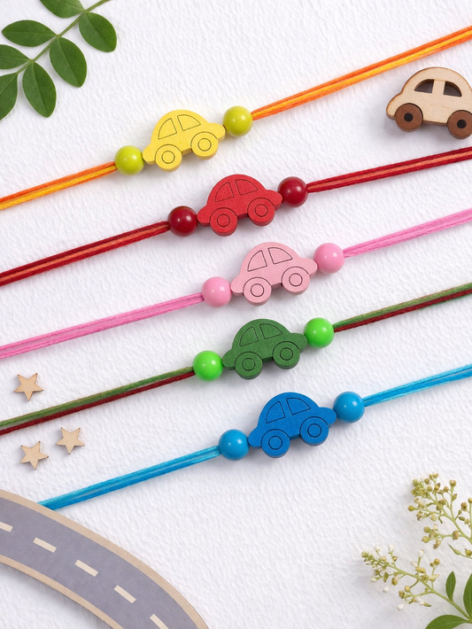 Wooden Car Rakhi(Random Colour)
