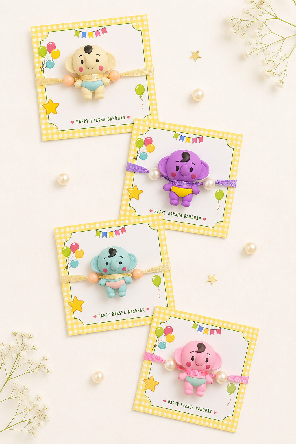 Cute Baby Elephant Eraser Rakhi (Random Color)
