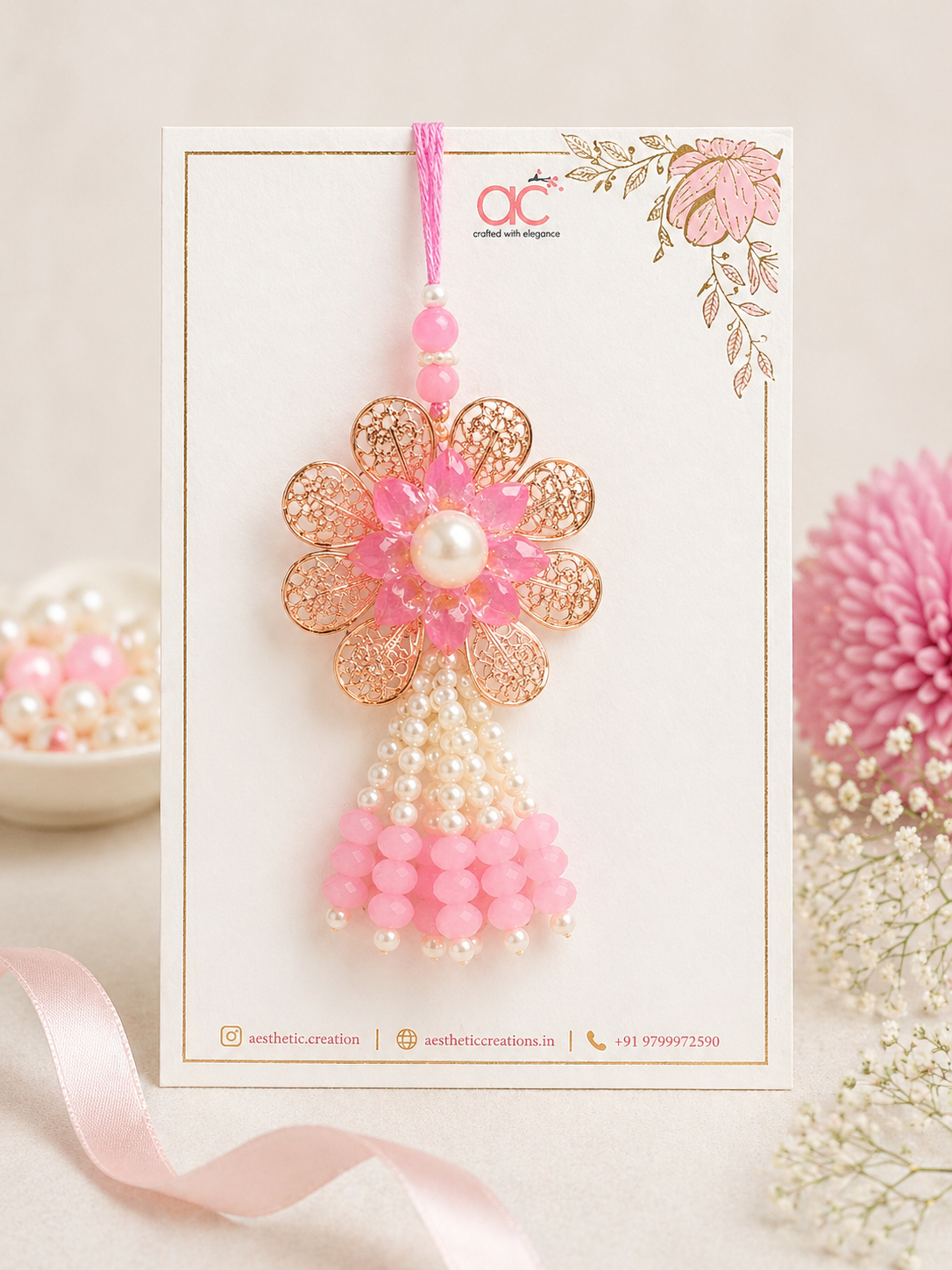 Pink Flower And Tassel Lumba