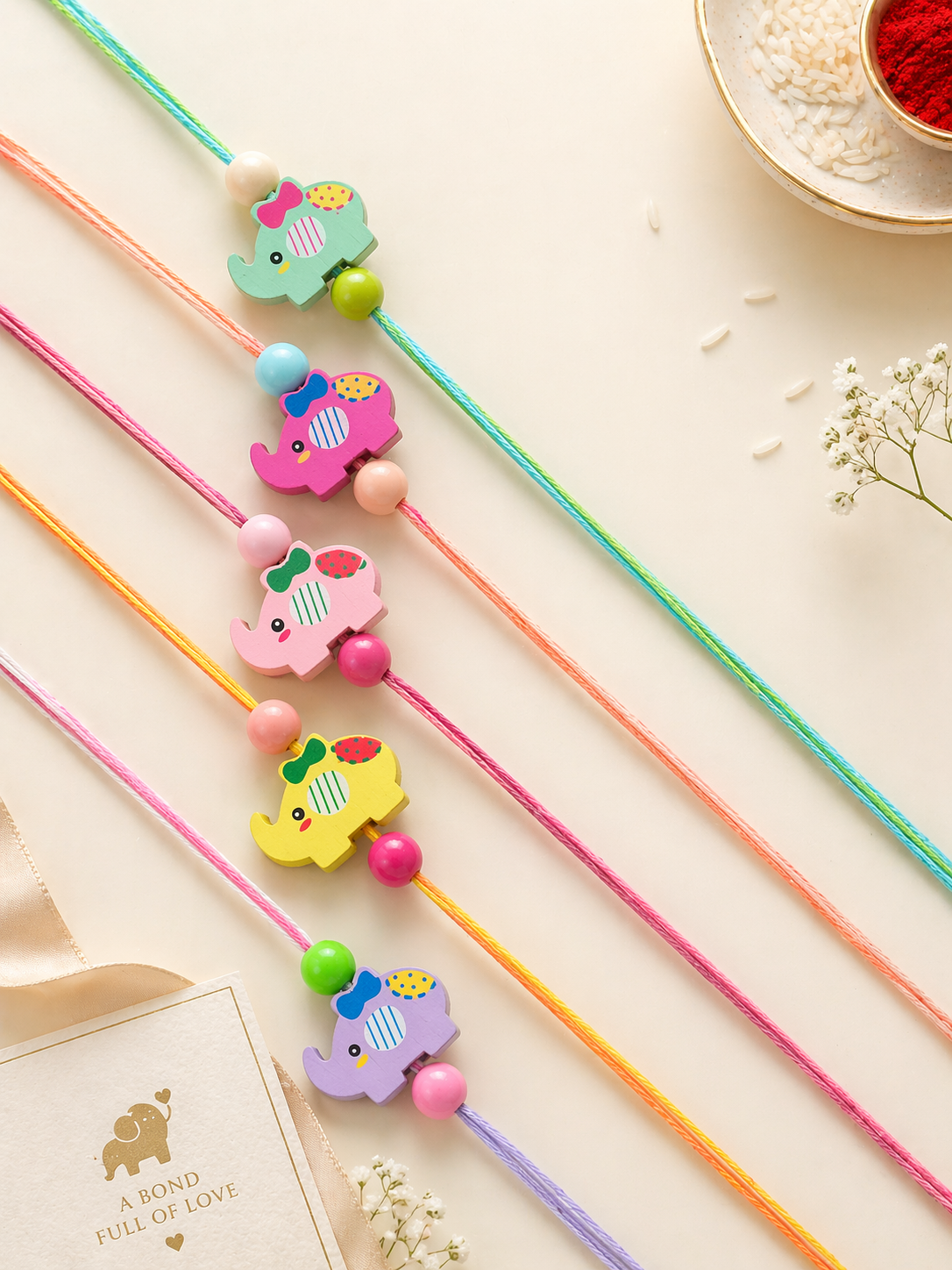 Wooden Elephant Rakhi(Random Colour)