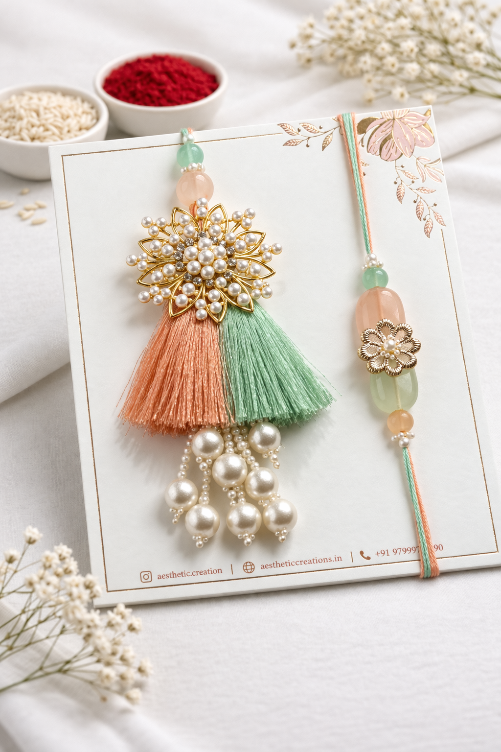Flower Bloom Tassel Bhaiya Bhabhi Set