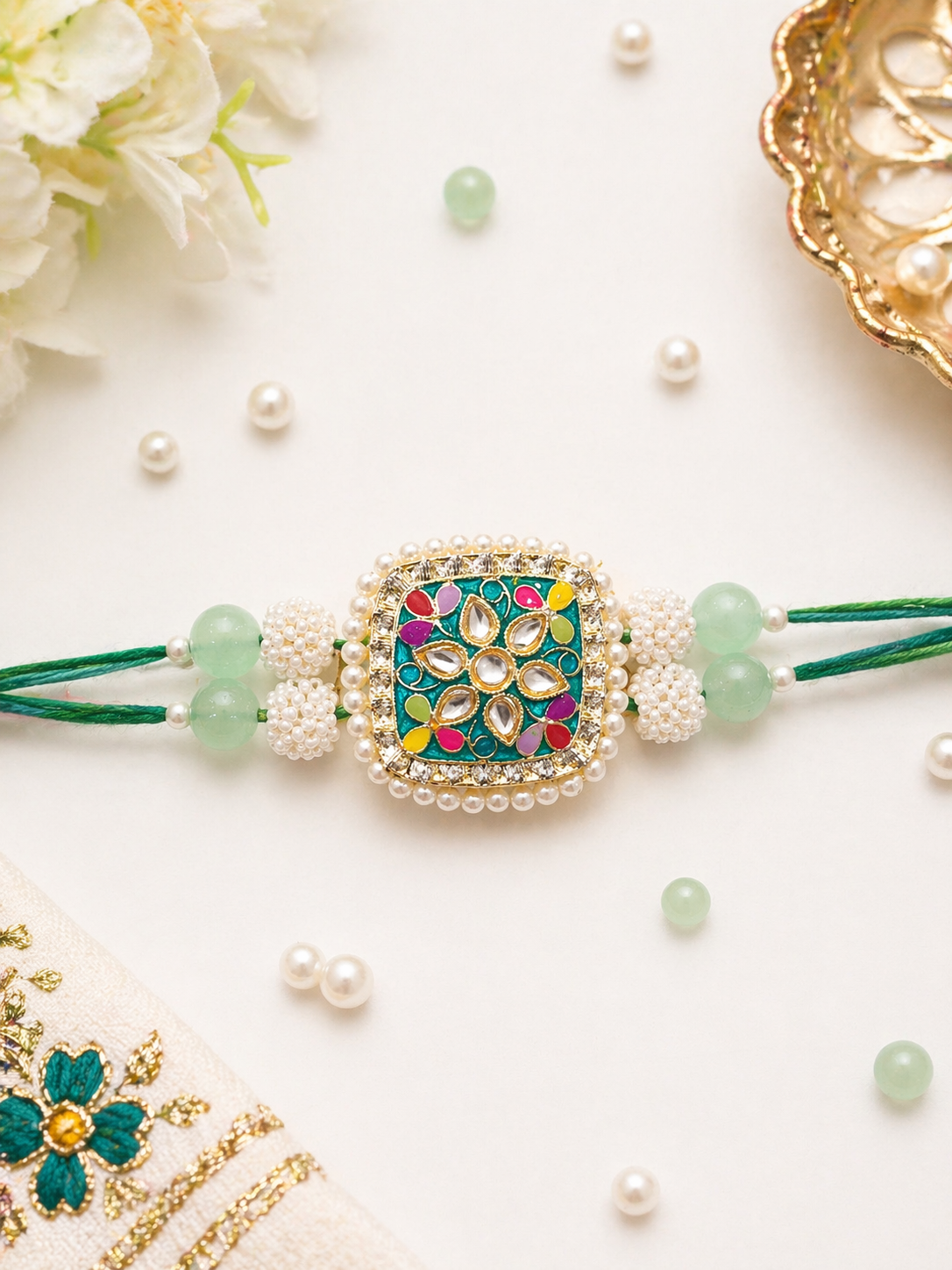 Elegant Stone Kundan Rakhi