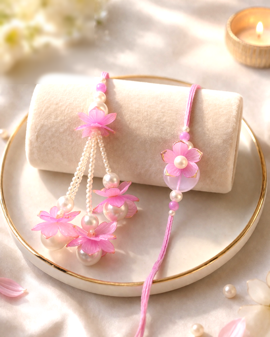 Pearl And Flower Tassel Bhaiya Bhabhi Set