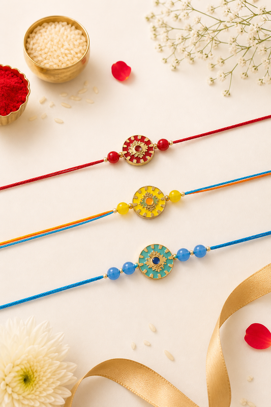 Round Enamel Colorful Rakhi