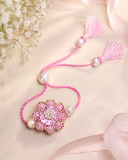 Colored Squence And Pearl Work With Macrame Thread Bracelet  (Random Color)