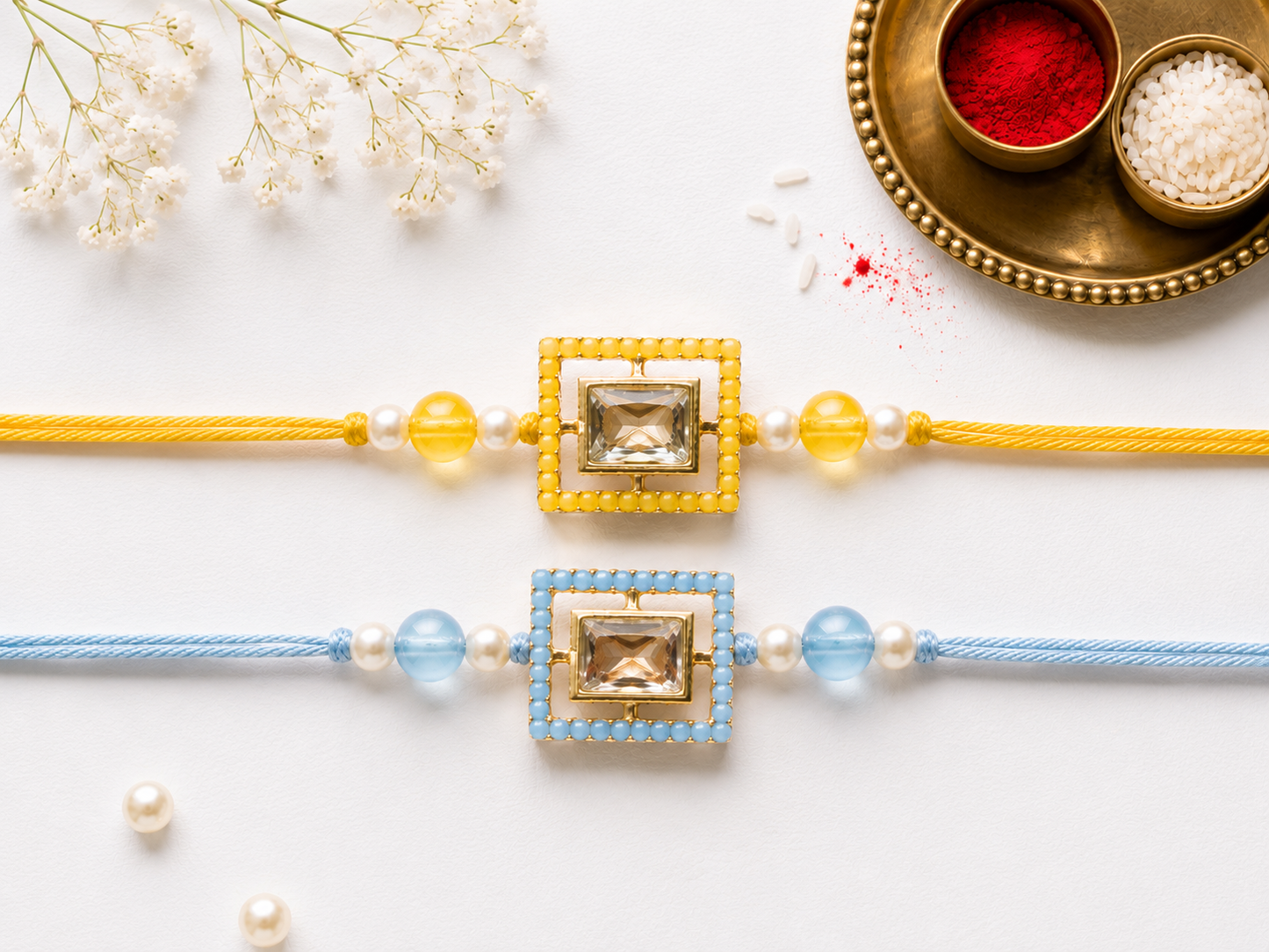 Multicolor Kundan Rakhi (Random Color)