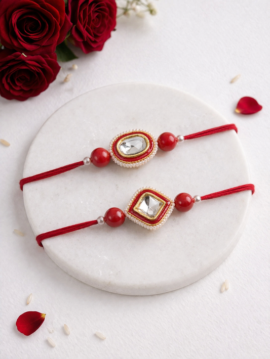 Red Kundan Rakhi