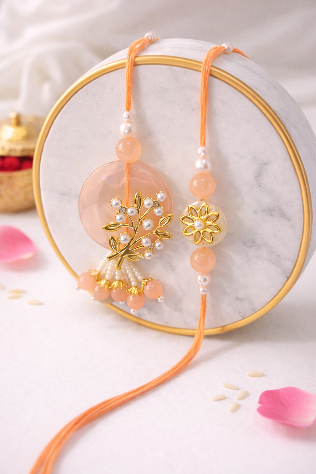 Stone And Pearl Tassel Bhaiya Bhabhi Set