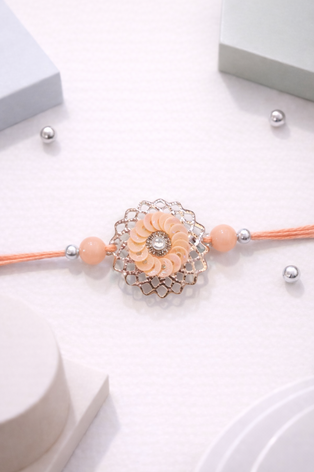 Colorful  Sequence Flower Rakhi