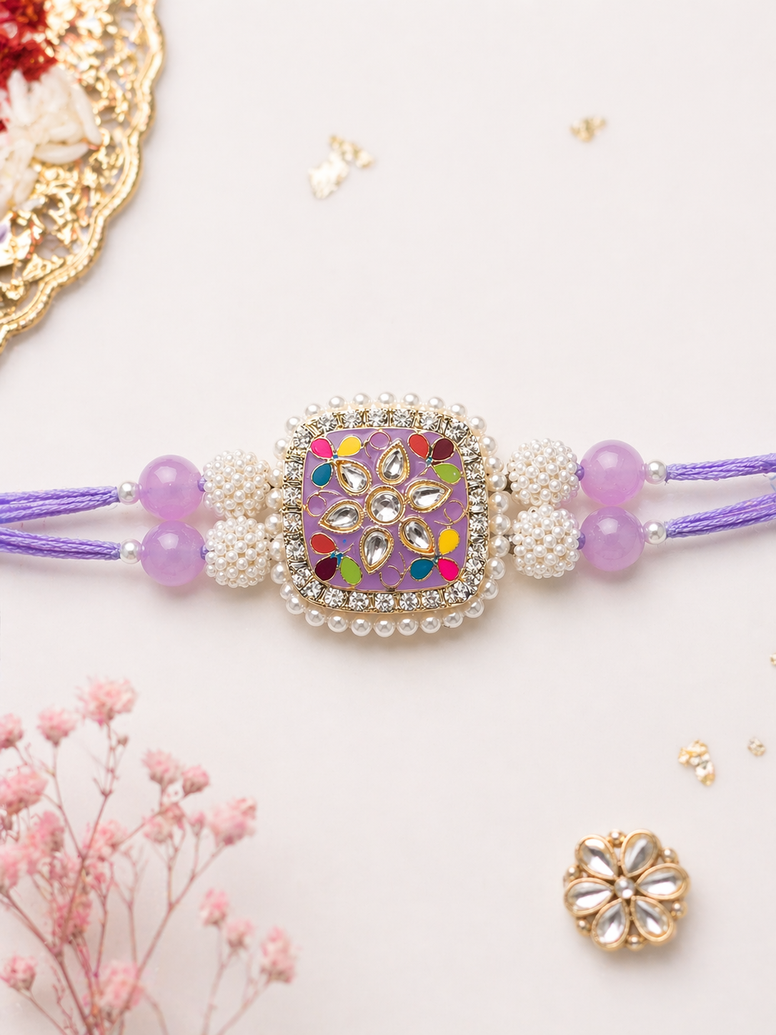 Elegant Stone Kundan Rakhi