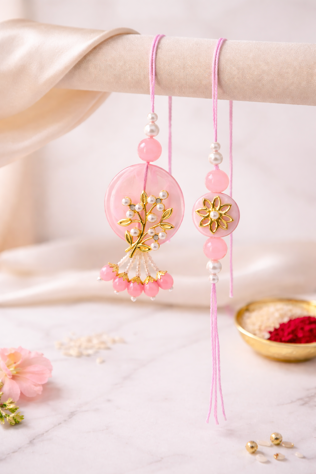 Stone And Pearl Tassel Bhaiya Bhabhi Set