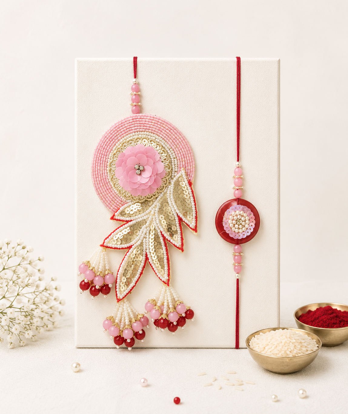 Premium Sequin Lumba Rakhi Set