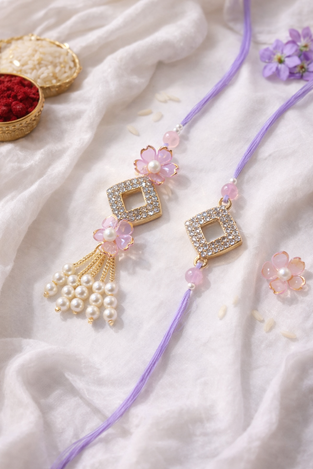 Square aStone And Flower  Bhaiya Bhabhi Set
