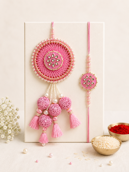 Crochet And Kundan Work Jumbo Bhaiya Bhabhi Set