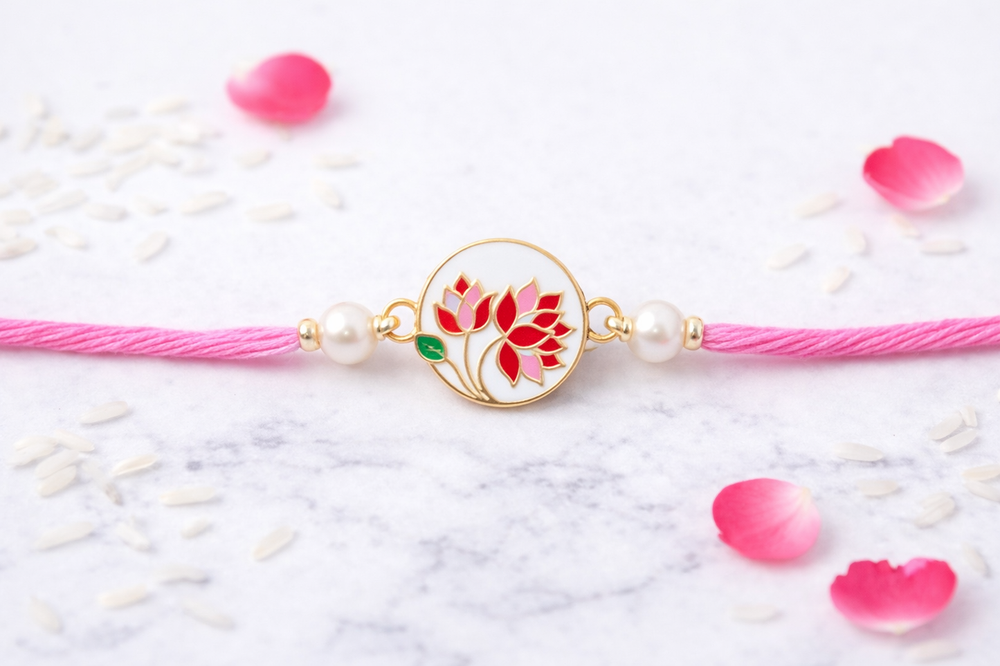 Enamel Lotus Bunch Rakhi