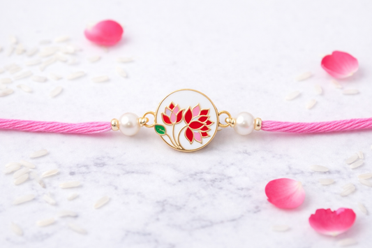 Enamel Lotus Bunch Rakhi