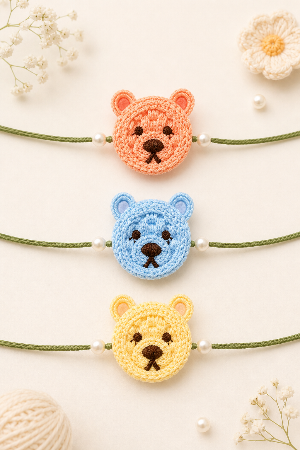 Crochet Teddy Rakhi (Random Colour)